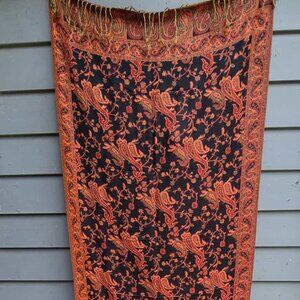 Orange Black Paisley Pashmina